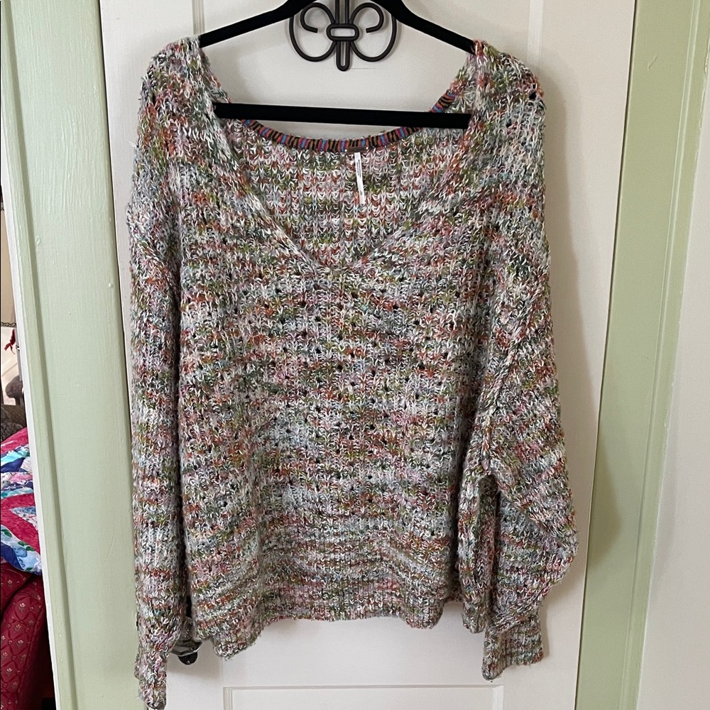Free People Multicolor V-Neck Sweater